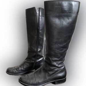 Stuart Weitzman Black Calf Knee High Leather Riding Boots Classic zipper Sz 6.5
